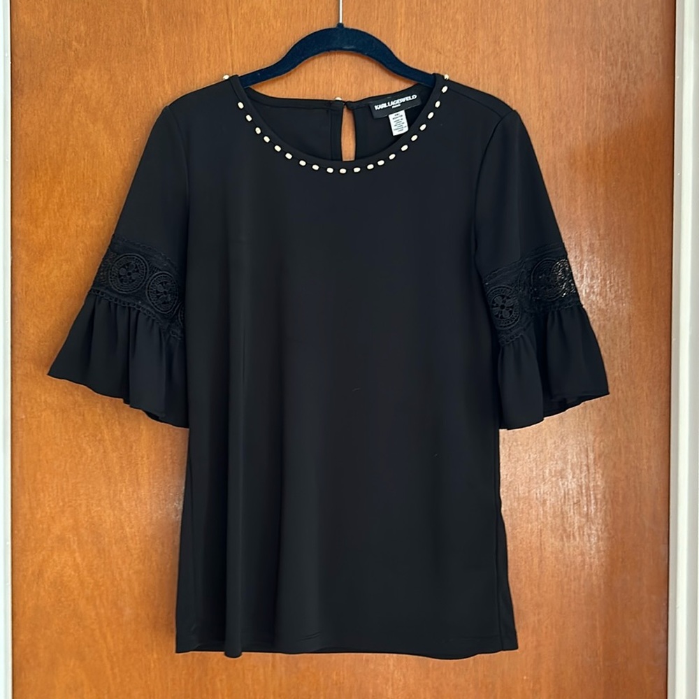 Black Karl lagerfeld blouse with feminine details